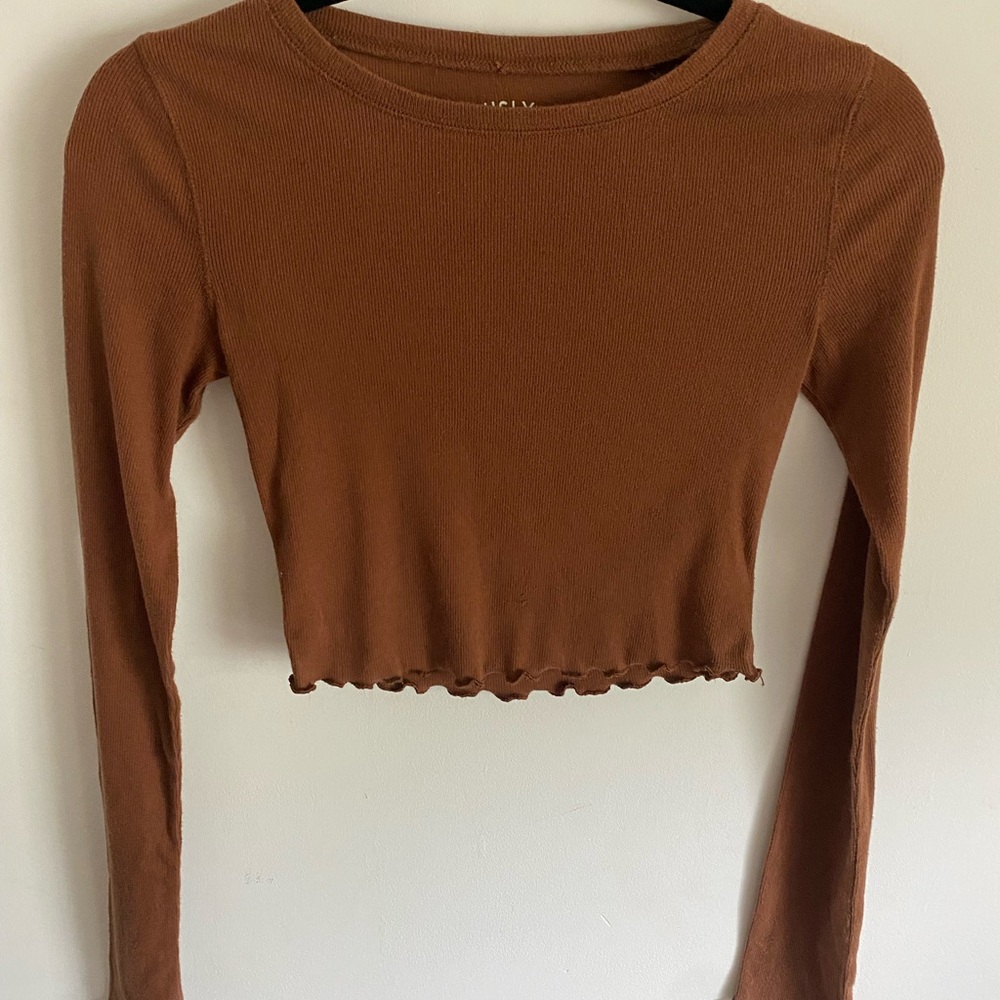 Aeropostale‎ Brown Long Sleeve Baby Tee Y2K Inspired Grunge